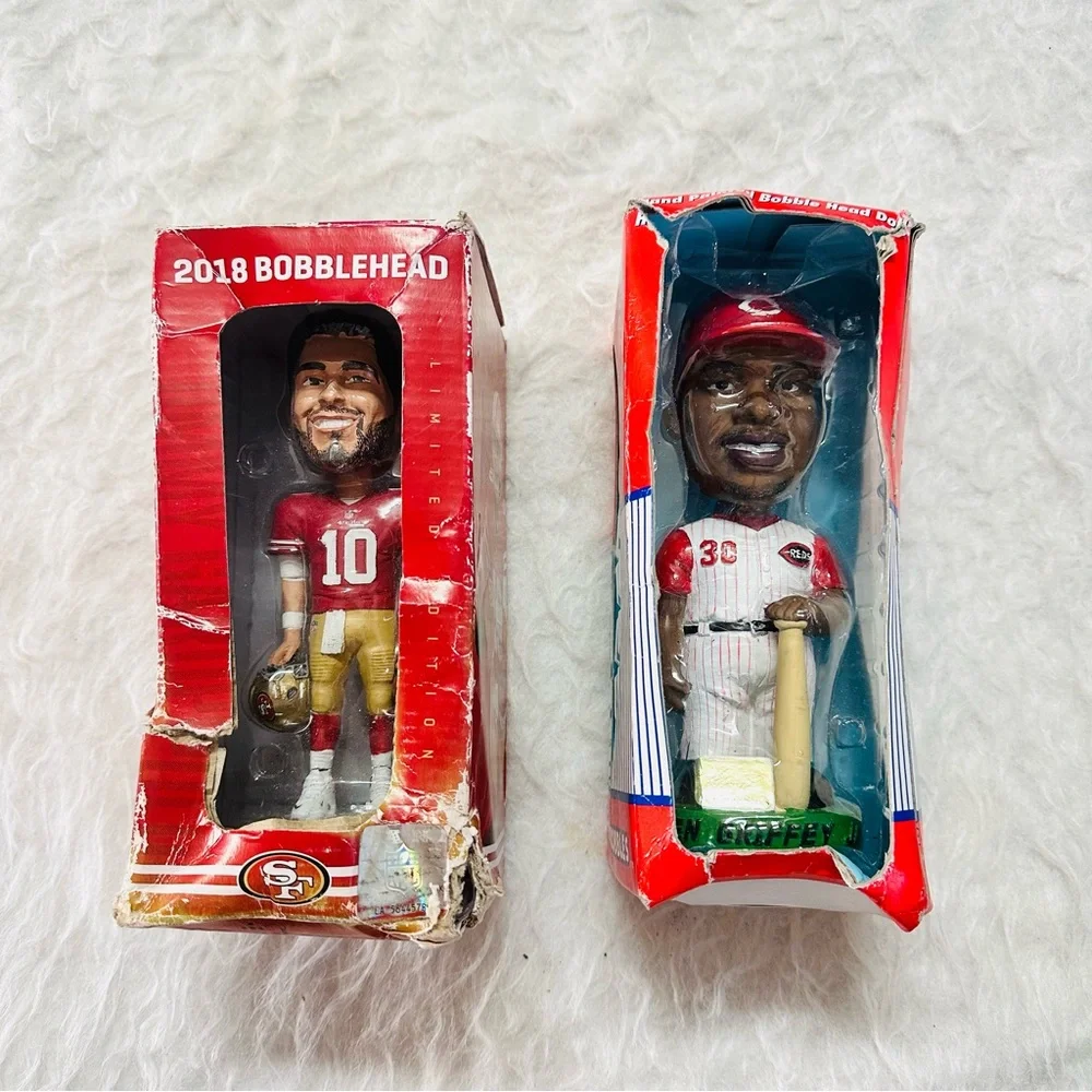 Sports-Themed Bobblehead Set - Red and White 70% good.